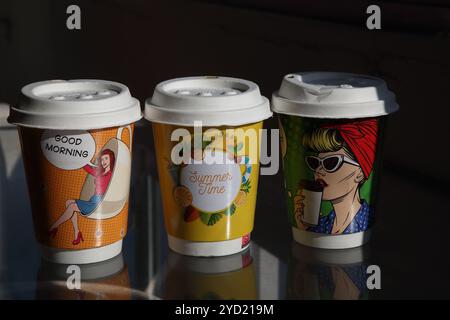 Pop Art Disposable Coffee Cups Stock Photo
