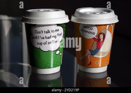 Pop Art Disposable Coffee Cups Stock Photo