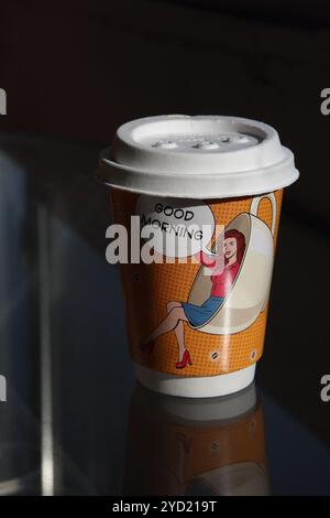 Pop Art Disposable Coffee Cup Stock Photo