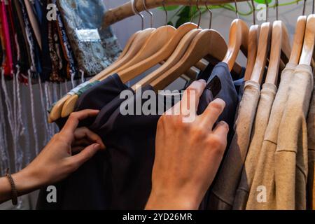 Young woman shopping in fashion boutique Stock Photo