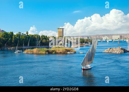 Saiboats in Aswan on Nile Stock Photo