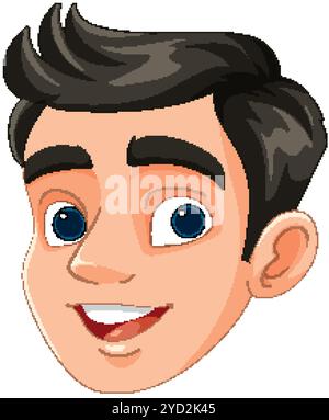 Happy cartoon man with blue eyes Stock Vector