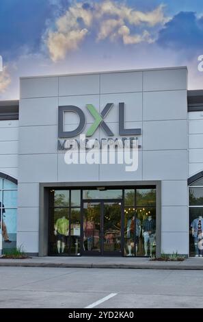 Houston, Texas USA 04-07-2024: DXL Mens Apparel clothing store retail storefront exterior. Stock Photo