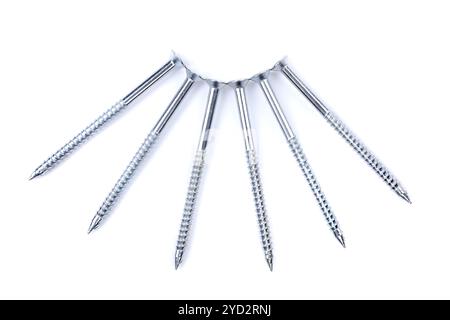 Six screws semicircle on a white background Stock Photo