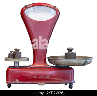 Retro Vintage Italian Metal Weighing Scales, Isolated On A White Background Stock Photo