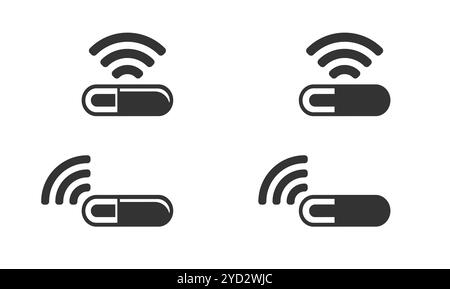 Dog microchip icon symbol. Microchip for dogs, cats and other animals.  Pets microchipping, permanent identification, ID, RFID technology. Vector Stock Vector
