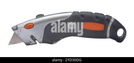 An Isolated Grungy Old Utility Knife Or Box Cutter On A White Background Stock Photo
