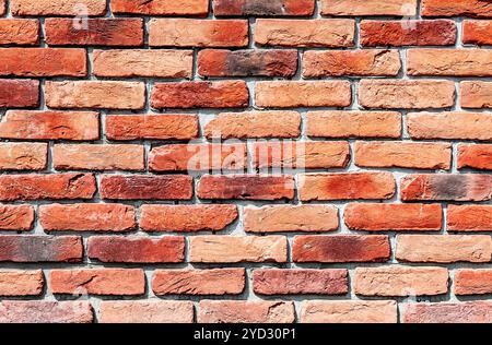 Old weathered red brick wall as background Stock Photo