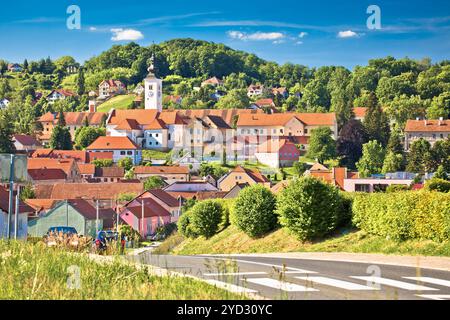 Town of Varazdinske Toplice in green hillside landscape view, Stock Photo