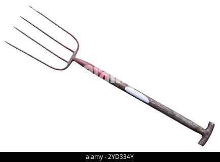 A Vintage Rustic Pitchfork Isolated On A White Background Stock Photo
