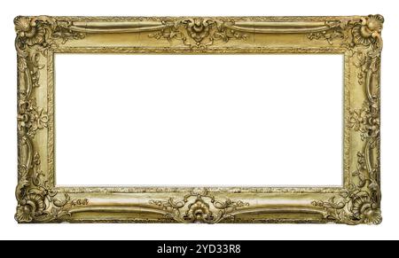 Isolated Ornate Gilded Picture Frame For Art Work, Empty On A White Background Stock Photo
