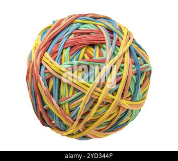 An Isolated Image Of A Multicolored Rubber Band Ball With A White Background Stock Photo