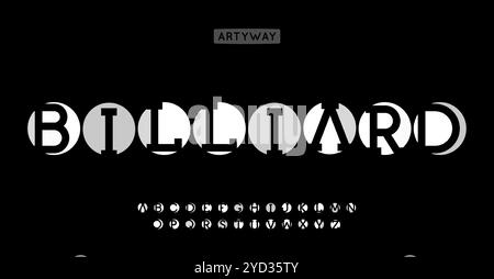 Balls font, negative space cutout letters, billiard inspired font for gaming design, retro modern headline, creative bar logo, classic yet trendy Stock Vector