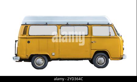 Isolated Grungy 70s Style Retro Vintage Campervan Stock Photo