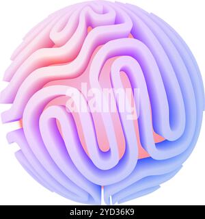 3d orb shape with algorithmic pattern, holographic color gradient. Scientific 3D ball concept Stock Vector