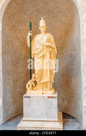 VATICAN-CITY, VATICAN- MAY 09, 2017: Inside the Vatican Museum, one of the largest museums in the world, Vatican. Gallery of ancient sculptures Athena Stock Photo