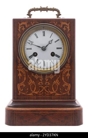 Antique carriage clock on white background Stock Photo