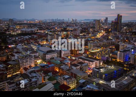 Pattaya rooftop view cityscape sunset Thailand Stock Photo