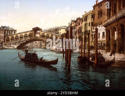 The Rialto Bridge, Venice, Italy, Historic, digitally restored reproduction from a 19th century original, Record date not stated Stock Photo