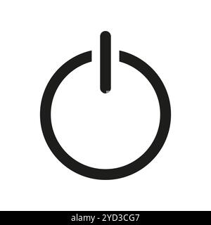 Power button icon. Simple on off symbol. Minimalist vector graphic. Black outline design. Stock Vector