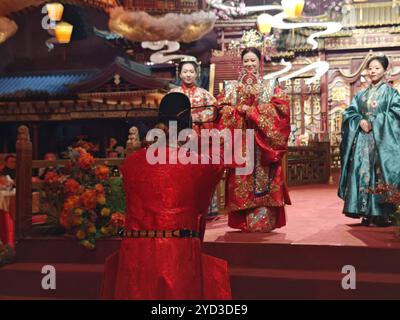 Taiyuan, China's Shanxi Province. 21st Oct, 2024. A Sino-French wedding ceremony is held in Jincheng City, north China's Shanxi Province, Oct. 21, 2024. TO GO WITH 'Feature: Deepening China-France cultural exchanges in eyes of former French PM' Credit: Chen Zhihao/Xinhua/Alamy Live News Stock Photo