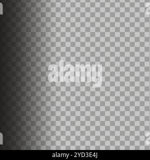 Transparent grid background. Vertical gradient shadow. Checkered pattern design. Black to grey fade. Stock Vector