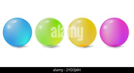 Colorful spheres vector. Glossy round shapes. Bright gradient palette. Vector design. Stock Vector