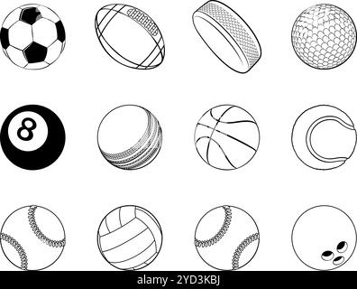 Sport Ball Set Sports Balls Cartoon Games Icons Stock Vector