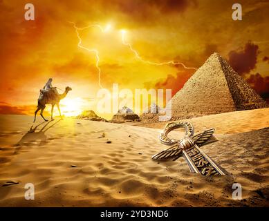 Lightning in the desert Stock Photo