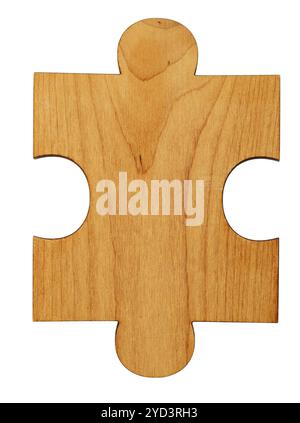 One piece of wooden puzzle on a white Stock Photo