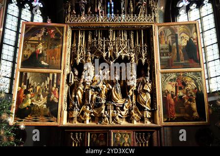 Main altar in Parish church in St. Wolfgang on Wolfgangsee in Austria Stock Photo