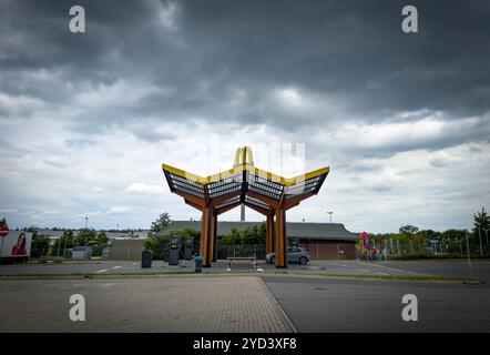 Hermsdorf, Germany. 02nd July, 2024. Tesla Super Charger power station, Fastned and Allego charging station at A9 highway rest stop petrol station in Hermsdorf, Germany, Jul 2, 2024. Photographer: ddp images/star-images Credit: ddp media GmbH/Alamy Live News Stock Photo