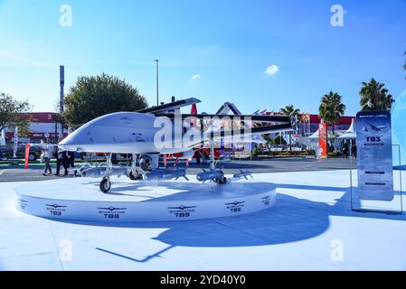 Bayraktar TB3 is a Medium Altitute --Endurance (MALE) Unmanned Combat Aerial International Defense and Aerospace Industry Exhibition SAHA EXPO 2024 Stock Photo