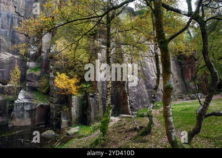 Millstone Edge in the autumn, Bolehill Quarry, Peak District National Park, Derbyshire Stock Photo