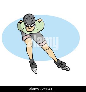 Roller blade player illustration vector isolated on white background Stock Vector