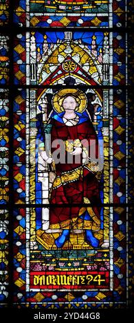 Stained glass window in the Cattedrale di Santa Maria del Fiore (Cathedral of Saint Mary of the Flower), Florence, Italy Stock Photo