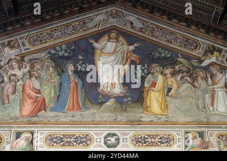 Ascension, fresco by Niccolo di Pietro Gerini, Sacristy in Basilica di Santa Croce (Basilica of the Holy Cross) - famous Francis Stock Photo