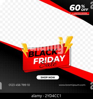 Creative Black Friday Sale Template for social media post Stock Vector