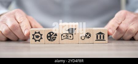 Wooden blocks with symbol of fafsa concept Stock Photo