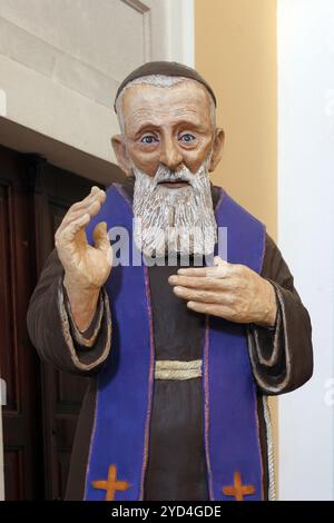 Saint Leopold Mandic, statue on the altar in the Church of Blessed Virgin of Purification in Smokvica, Korcula island, Croatia Stock Photo