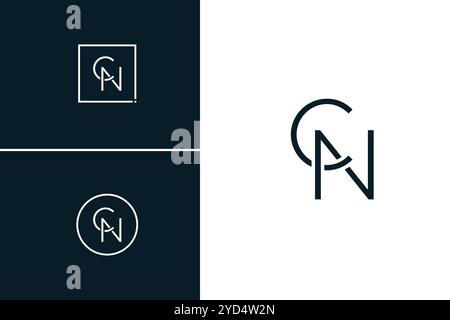 Creative Logo for Initials CN in Monogram Style - Vector Template for Initial Letter C and N Stock Vector