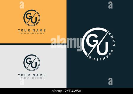 Vector Template for Initial Letter GU Logo - Elegant Monogram Logo for Alphabet G and U Stock Vector