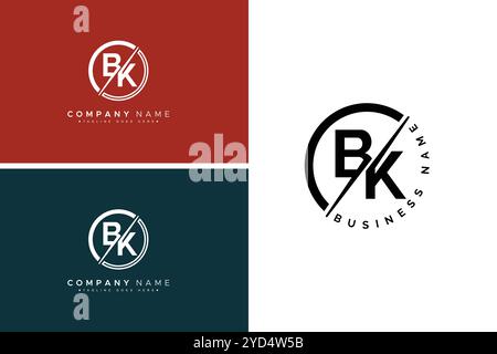 Abstract Letter BK Logo - Initial Monogram Template for Alphabet B and K Stock Vector