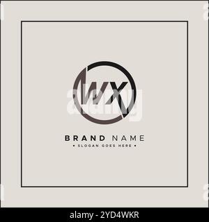 Creative Monogram for Initial Letter WX Logo - Minimal Vector Logo Template for alphabet W & X Stock Vector