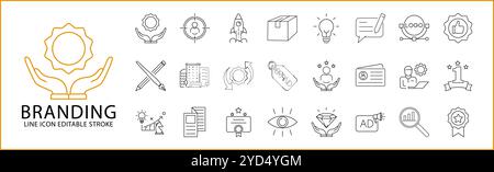 Branding Icon set In Line Style. Branding Icons. Vector Illustration. Editable Stroke. Stock Vector