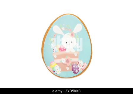 Easter gingerbread isolated on white background. Sweet Easter concept, greeting card. Top view Stock Photo