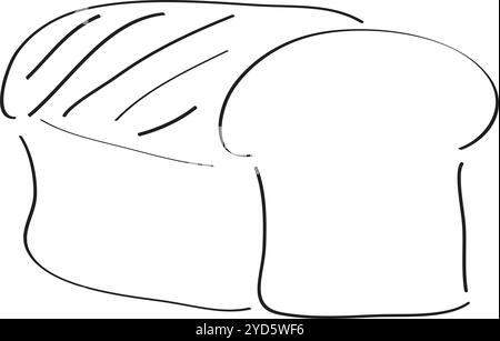 bread with crust hand drawn with brush in black on white background Stock Vector