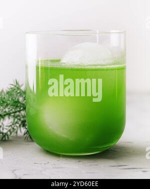 Iced green tea on light background Stock Photo