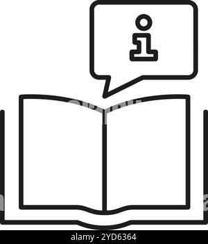 Information Book Line Icon with Speech Bubble. Education and Support Outline Symbol. Knowledge and Learning Sign. Editable Stroke. Isolated Vector Stock Vector