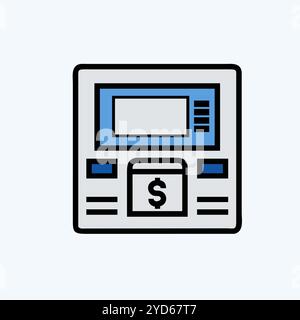 atm machine icon vector art image. Stock Vector